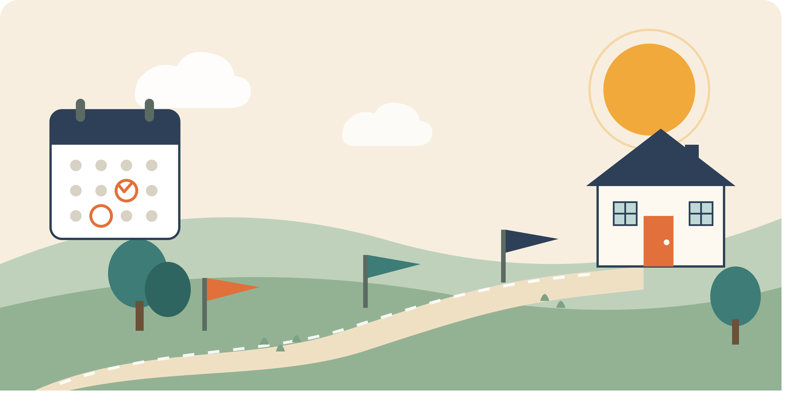 Real estate course timeline hero illustration
